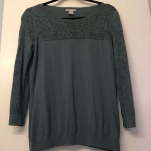 Sage green sweater with lace details
